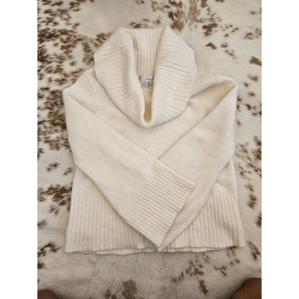 Vintage Angora Blend Sweater Cream Cowl Neck Bell Sleeve Spiegel XL Fits Medium - Picture 6 of 9